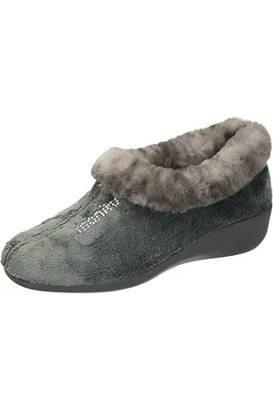 Manitu Damskie 340066-09 kapcie domowe, szare, rozmiar 38 EU, , 38 EU