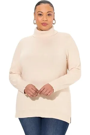 Ulla Popken Damski duży rozmiar, plus size, golf, szerokie prążkowane ściągacze, długi rękaw, , 46-48
