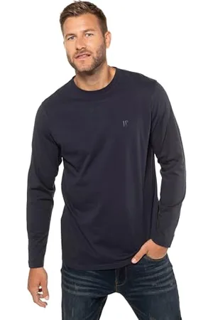 JP 1880 Męskie, duże rozmiary, duże rozmiary, odzież męska, L-8XL, koszulka z długim rękawem, podstawowa, do 8 XL, ciemny granatowy, 5XL 702559730-5XL, , 5XL