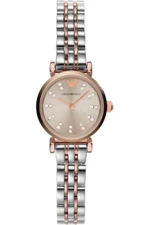 Emporio Armani Reloj de mujer, Movimiento de dos manecillas, caja de acero inoxidable de 22 mm de color oro rosa con correa de acero, AR1841