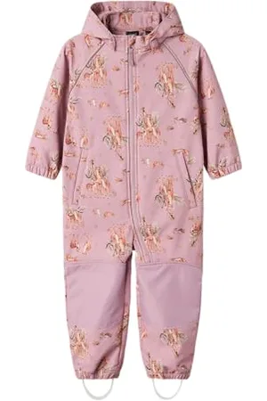 NAME IT Dziewczęcy kombinezon przeciwdeszczowy Nmfalfa08 Softshell Suit Aop1 Fo Noos, fioletowy, 92, , 92