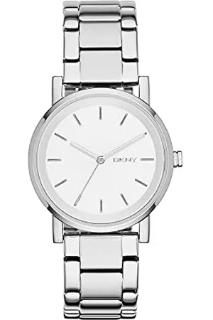 DKNY Damski zegarek z trzema wskazówkami Soho ze stali nierdzewnej, koperta o średnicy 34 mm, Srebrny
