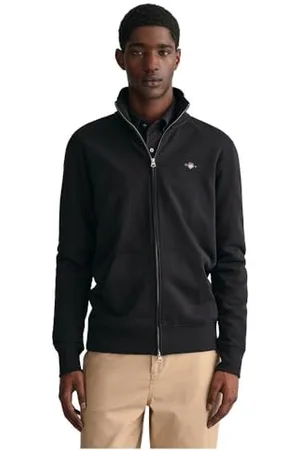 GANT Męska bluza REG Shield Full Zip Sweat, czarna, standardowa, czarny