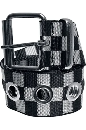 Urban classics Unisex Checker Belt with Eyelets Gürtel, Black/White, S/M