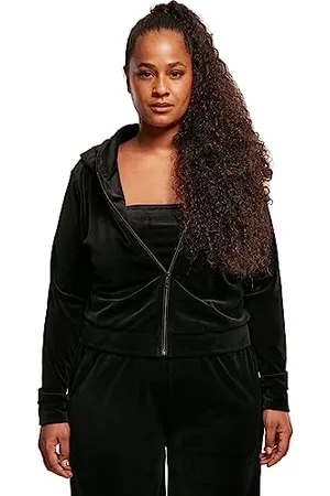 Urban classics Damska bluza z kapturem z krótkimi rękawami i zamkiem, , M