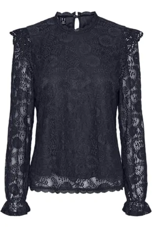 Pieces® Damska bluzka Pcolline Ls Lace Top Noos z długim rękawem, , S