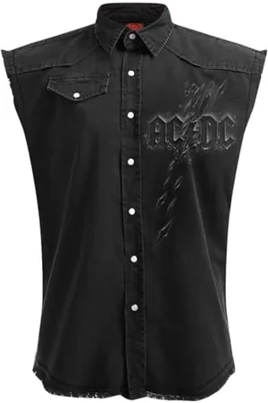Spiral Ac/Dc - Back in Black Torn - bez rękawów Stone Washed Worker Black, , L