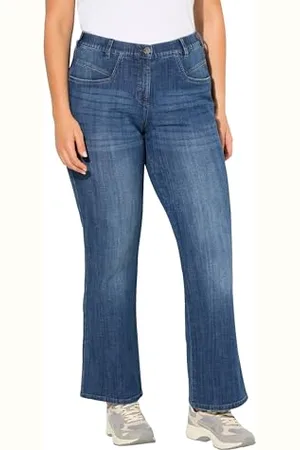Ulla Popken Damskie duże rozmiary plus size jeansy Mary, proste nogawki, komfort rozciągania, , 33W / 32L