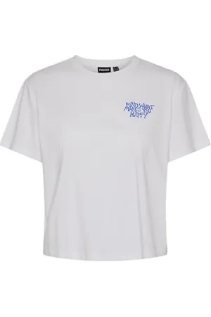 Pieces® Pcnessie Ss Printed T-Shirt Bc, Jasna biel/nadruk: find what make you happy, S