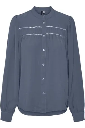 VERO MODA Vmemma LS Lace Koszulka Wvn Ga Noos Długi rękaw, Chiny Blue, L Kobiety, , L