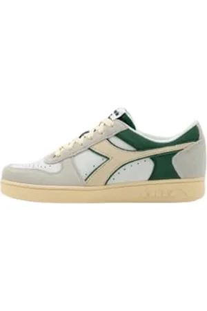 Diadora Magic Basket Low Suede Leather, Trampki Unisex-Adult White/Dark Forest, 36.5 EU, , 36.5 EU