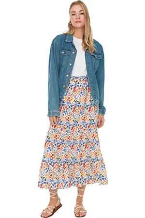 Trendyol Damskie wzory maxi linia A, tkana skromna spódnica, , 66
