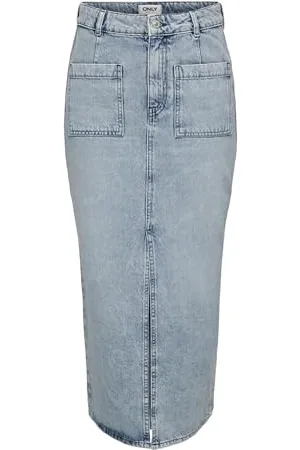 ONLY Damska spódnica Onllilian Hw Pocket Midi DNM Cro, jasnoniebieska (jasnoniebieski denim), M, , M