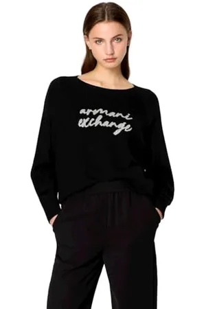 Armani Exchange Damski sweter z dzianiny z przodu logo Wool Blend, , L
