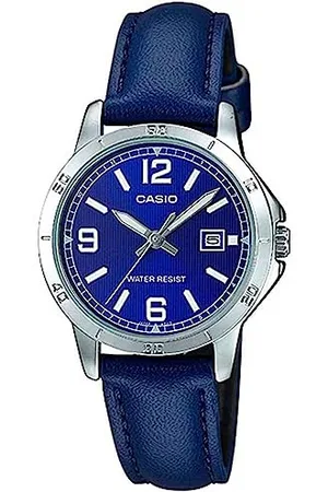 Casio LTP-V004L-2B damski skórzany pasek niebieska tarcza analogowa sukienka analogowa