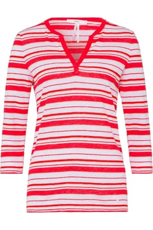 Brax Claire Linen Multistripes Leinenshirt Gestreift Koszula męska, Czerwony (Summer Red 43), 32