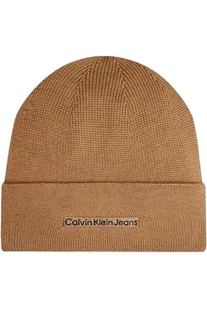 Calvin Klein Jeans Męska czapka INST Embro Beanie K50K512452, beżowa (Savannah Tan), jeden rozmiar, , Rozmiar uniwersalny