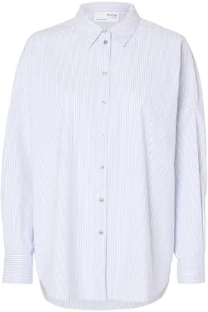 SELECTED SLFNOVA LS Oxford Shirt NOOS, Jasna biel/paski: niekończące się niebo, 38