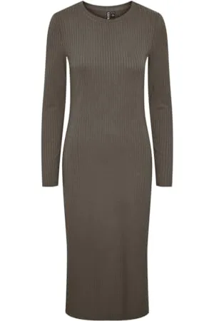 Pieces® Sukienka damska Pckylie Ls O-Neck Midi Dress Noos Bc midi, , M