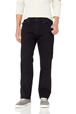 True Religion Męskie dżinsy Ricky Straight Leg, Płukanie do ciała czarne, 36W / 34L