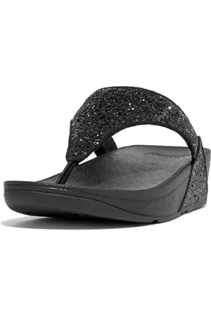 FitFlop Damskie sandały Lulu Glitter Toe-Thong Open Toe, Czarny , 43 EU