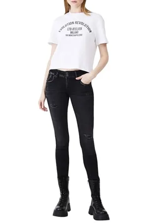 LTB Jeans Molly M - Slim Fit ze średnią talią i zamkiem błyskawicznym w kolorze czarnym z mieszanki bawełny - rozmiar W25L34, , 25W / 32L
