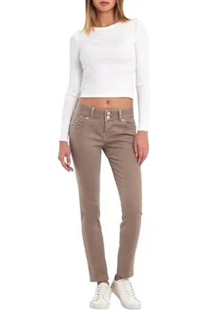 LTB Jeans Molly M - Slim Fit ze średnią talią i zamkiem błyskawicznym w kolorze kremowym z mieszanki bawełny - rozmiar W33L28, , 33W / 28L