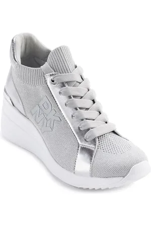 DKNY Damskie buty sportowe Kasia-Lace Up Wedge, szare/srebrne, 41 EU, , 41 EU