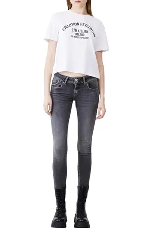 LTB Jeans Molly M - Slim Fit ze średnią talią i zamkiem błyskawicznym w kolorze szarym z mieszanki bawełny - rozmiar W24L28, , 24W / 28L