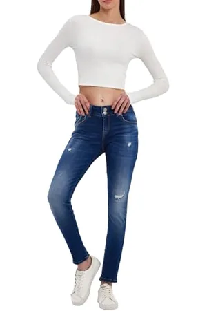 LTB Jeans Molly M - Slim Fit ze średnią talią i zamkiem błyskawicznym w kolorze niebieskim z mieszanki bawełny - rozmiar W26L30, , 26W / 30L