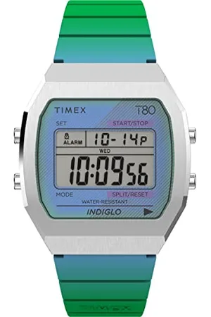 Timex T80 zegarek uniseks 36 mm – pasek z żywicy, tarcza cyfrowa, koperta ze stali nierdzewnej, TW2V74500