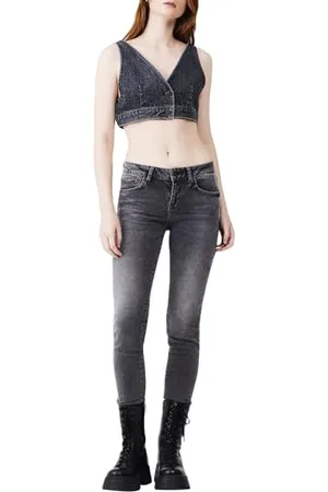 LTB Jeans Damskie Nicole - Skinny Fit ze średnią talią i zamkiem błyskawicznym w kolorze szarym z mieszanki bawełny - rozmiar W27L30, , 27W / 30L