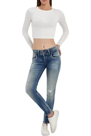 LTB Jeans Damska Julita X - Skinny Fit z niską talią i zamkiem błyskawicznym w kolorze niebieskim z mieszanki bawełny - rozmiar W28L36, , 28W / 36L