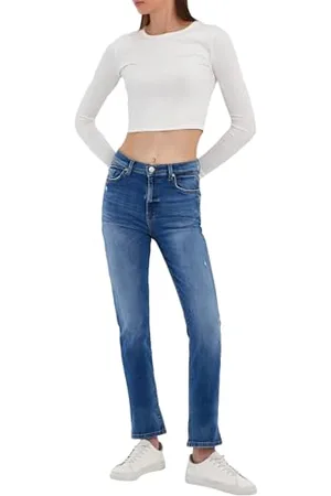 LTB Jeans Nena B damskie - prosty krój z wysoką talią i zamkiem błyskawicznym w kolorze niebieskim z mieszanki bawełny - rozmiar W29L30, , 29W / 30L