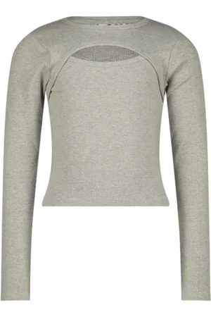 Vingino Girls G-Basic-Rib Detail in Colour Light Grey Melee in Size 4, , 4 lat