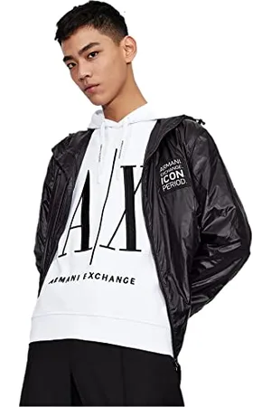 Armani Exchange Męska bluza z kapturem, Maxi Print Logo On Front, , S