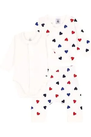 Petit Bateau Unisex Baby 3-częściowy zestaw z długim rękawem, , 3 miesięcy