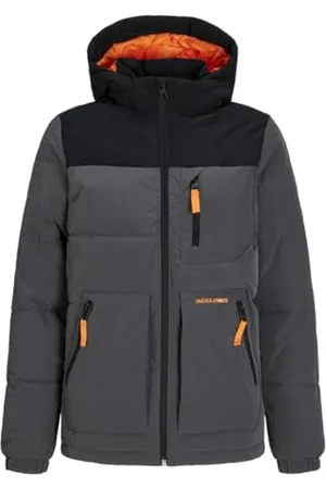 JACK&JONES JUNIOR Chłopięca JJEOTTO Puffer Jacket MNI kurtka buforowa, asfalt/szczegóły: Black Blocking/Exuberance Print, 116, Asfalt/Szczegóły: Black Blocking/Exuberance Print, 116