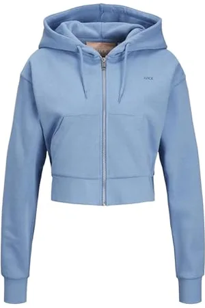 JJXX Jxabbie Reg Ls Every Zip Hood SWT Noos bluza z kapturem, Silver Lake Blue/Print: bijou Blue Logo, M