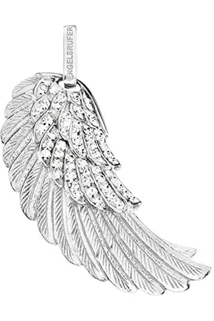 Engelsrufer Flügel Anhänger für Damen 925er-Sterlingsilber mit weißen Kristallen 45 mm