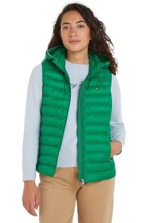 Tommy Hilfiger Damska kamizelka LW Wyściełana GLOBALNA PASKI Olimpijska Zielona XS, , XS