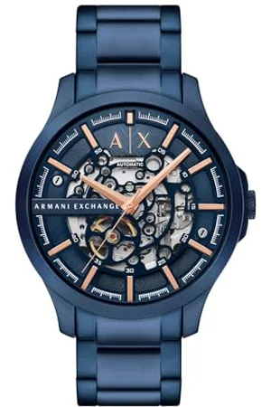 Armani Exchange Męski analogowy zegarek automatyczny z bransoletką ze stali nierdzewnej AX2457, niebieski, Einheitsgröße, Sukienka