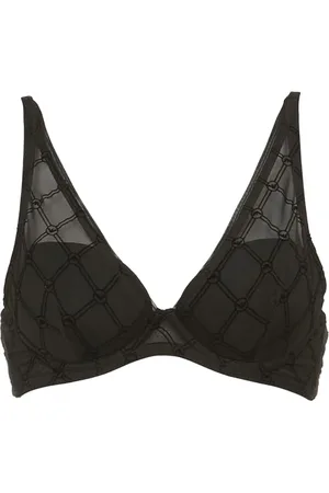 Emporio Armani All Over Mesh Monogram Balconette Biustonosz Padded Kobiety, , 34 / C