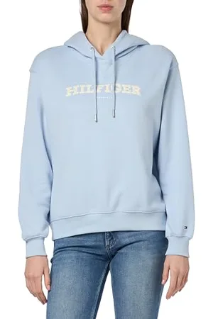Tommy Hilfiger Damska bluza z kapturem REG MONOTYPE FLOCK Breezy Blue 3XL, , 3XL duże rozmiary