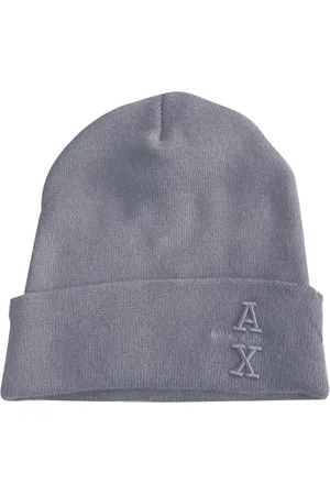 Armani Exchange Męska czapka beanie The Grid, Sustainable, Embroidered Logo Beanie, , jeden rozmiar