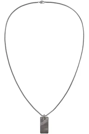 Calvin Klein Męski naszyjnik z wisiorkiem z kolekcji CK METALLIC WAVES z powłoką jonową GunMetal (IP) - 35100032, Jeden rozmiar, Stal nierdzewna, Bez kamieni szlachetnych