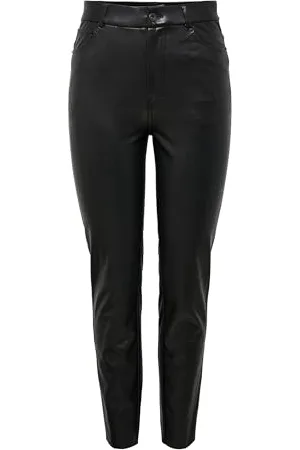 ONLY Damskie Onlemily Hw St Ank Faux Leather Pnt Noos spodnie czarne, M EU