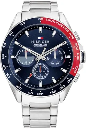 Tommy Hilfiger Analogowy wielofunkcyjny zegarek kwarcowy dla mężczyzn ze srebrną bransoletką ze stali nierdzewnej - 1791968, , Jeden rozmiar, Bransoletka