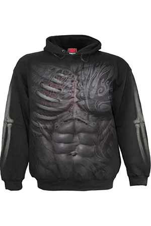 Spiral Ripped - czarna bluza z kapturem z kieszenią boczną - XXL, , XL