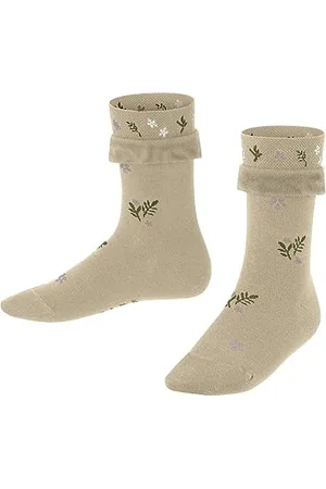 Falke Unisex dziecięce Country Flower zrównoważona bawełna półwysoka ze wzorem 1 para skarpet, beżowy (beżowy melanż 4083), 39-42